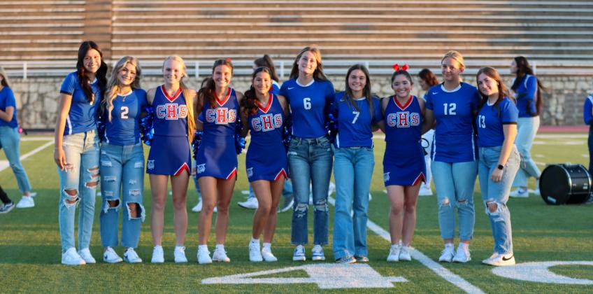 Cheer, cross country, football and volleyball teams, as well as the Bobcat Band and color guard, were introduced at the 2023 Meet the Bobcats and Lady Cats Thursday, Aug. 17 at Fair Park Stadium. Photos by Childress High School Yearbook Staff