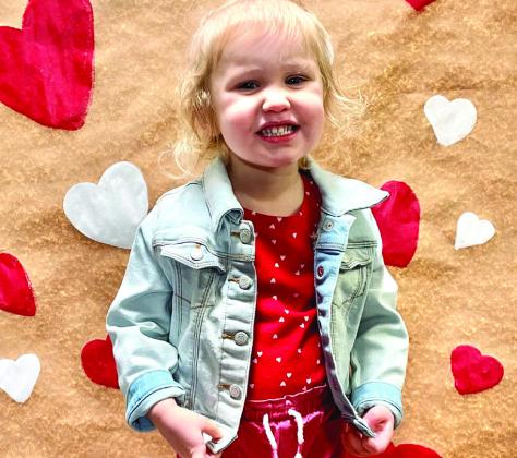Adalyn Denise, 2, is the daughter of Zachary and Faith Odom, of Borger, granddaughter of Mike and Denise Grisham, of Van Vleck, and Neal and Bev Odom, of Wellington, and great-granddaughter of the late Robert Green, of Brighton, Colo., Nancy Grisham, of Cedar Lane, and Tom and Andree’ Wilhelm, the late Delores Wilhelm and the late Pete and Joann Odom, all of Happy.