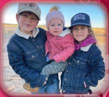 RA “Trey” Brown III, 7 1/2, Anna Jewel, 1, and Kaylee Elaine, almost 6, are the children of Kristen and RA Brown II, of Channing, grandchildren of Neal and Bev Odom, of Wellington, and Rob A. and Talley Brown, of Stinnett, and great-grandchildren of R.A. “Rob” and Peggy Brown, of Throckmorton, Tom and Andree’ Wilhelm, the late Delores Wilhelm and the late Pete and Joann Odom, all of Happy, and the late T.L. and Gloria Griffin, of Borden County.