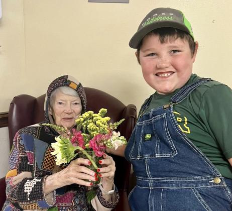 Childress Healthcare Center residents recently receive a special surprise from Rister Ranch, Harvest Goods, including fresh, locally grown bouquets and homemade chocolate chip cookies. Childress Healthcare Center