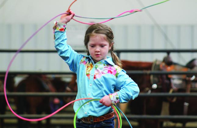 Wild Card Youth Rodeo contestants compete at the recent shootout Sunday, Feb. 12 at the Mashburn Event Center and Arena. The Red River Sun/Elizabeth Tanner