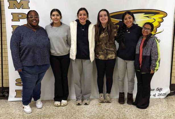 Memphis Lady Cyclones, including Tanasia Grays, Alexis Diaz, Analise Graham, Kali Murphy, Juliana Soto ad Jasmyne Gilchrest, are named to the third six weeks A honor roll. Not pictured is Aileen Martinez, Zada Todd and Dayami Villa. Photos Courtesy of Memphis ISD
