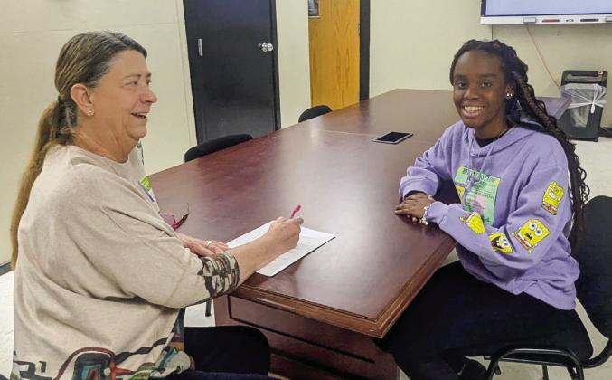 Memphis Middle School eighth-grade students prepare for real-world success, refining their job seeking skills during “mock” job interviews, conducted by Memphis Independent School District (ISD) Volunteer Shauna Herbert, Memphis Middle School Counselor Alicia Montgomery, Memphis Middle School Principal Wes Hardin and Memphis ISD Director of Curriculum and Instruction Leigh Ann Hawthorne, Thursday, March 6. Memphis ISD