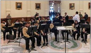 The Memphis High School Cyclone Band recently visits Austin, getting a chance to play in the Texas Capitol. Photos Courtesy of Memphis ISD