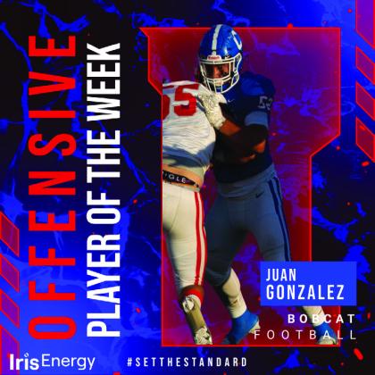 Bobcat senior lineman Drew Jenkins is the Iris Energy Special Teams Player of the Week, amassing one assist against the Eagles last Friday, Sept. 19.