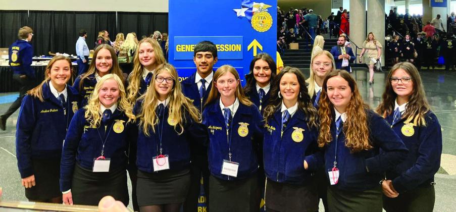 Memphis High School students, including Eliana Gonzalez, Hayden Martin, Katelyn Morris, Cailin Rose, Emma Talley and Gabriel Zuniga receive their Lone Star Degrees at the Texas FFA State Convention in Dallas. For more, see 5B. Photos Courtesy of Memphis ISD