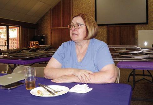 Childress Chamber of Commerce Executive Director Susan Leary presents an update on activities in Childress, including the 138th Annual Old Settlers Rodeo, Thursday, April 10 at the Adult Fellowship Luncheon at Childress Methodist Church. Grace Holman