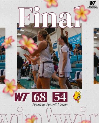 Lady Buff 5-6 sophomore guard Presley Kane, left, gets 11 minutes of playing time and snags a rebound for the Texas team during the recent 68-54 win during the Hoops in Hawaii Classic in Honolulu. Sisters Kyla Kane and Presley Kane are the daughters of Lance and Deidre Kane, of Wellington.