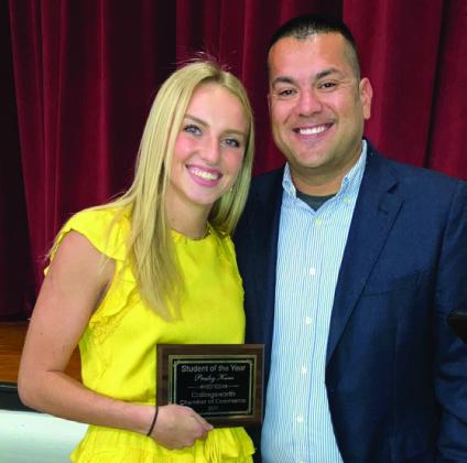 Presley Kane, left, accepts Student of the Year from Jermaine Cantu.