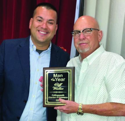 Cliff Waller, right, accepts Man of the Year from Jermaine Cantu.
