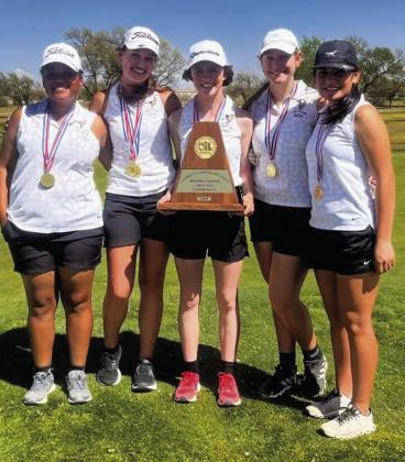 The Memphis Lady Cyclones win the Region 1-2A Championship Monday, April 17 and Tuesday, April 18 at Palo Duro Creek Golf Course in Canyon. Photo Courtesy of Memphis ISD