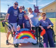 Kaydence Faith Mixon, with her parents, Justin and Natasha Mixon, brother Landry Mixon, grandmother Tammy Sawyer and great-grandmother Margie Smith, share their gratefulness as the 2023 Wellington Professional Women’s Club (WPWC) Bubble Run comes to a close at Powell Park.