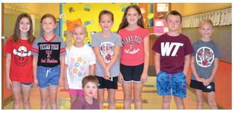 Wellington Elementary School Sparklers continue the tradition of wearing college shirts in observance of College Readiness Monday to promote the importance of continuing one’s education following high school. Courtesy Photos