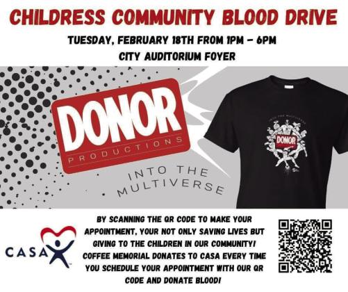 Childress Community Blood Drive to benefit CASA