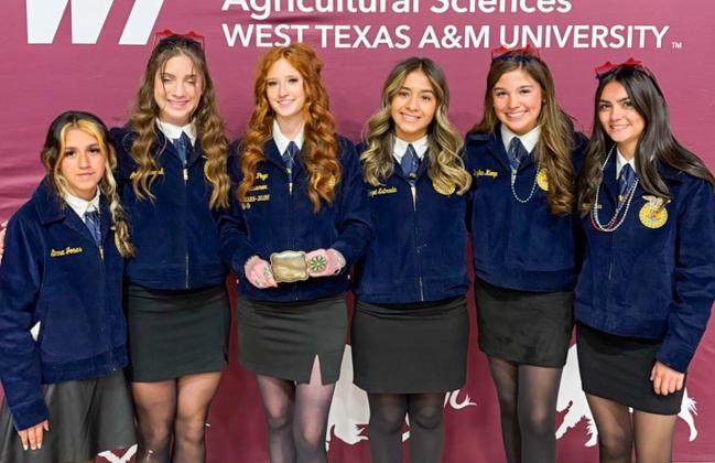 Wellington High School Future Farmers of America (FFA) members recently attend the Area 1 Convention at West Texas A&amp;amp;M University in Canyon, where Bailey Page was elected as the Area 1 Senteniel. Additionally, Kenady Skelton placed fourth in the Area 1 Talent Contest. From left: Jazmyn Garcia, Anna Henard, Page, Hazel Estrada, Brylyn Kemp, Sophia Derr. WELLINGTON HIGH SHCOOL