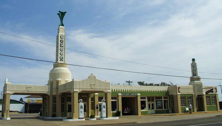 Visitors from around the world stop by for a tour of the Conoco Tower Station and U-Drop Inn Café in Shamrock.
