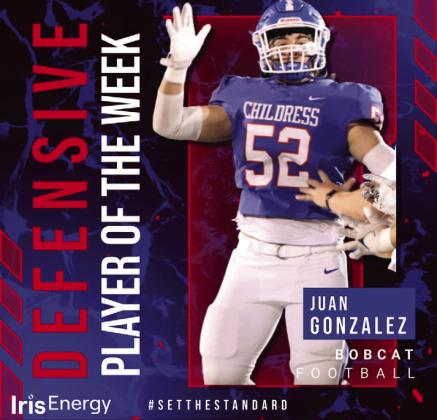 Bobcat junior Juan Gonzalez is the Iris Energy Defensive Player of the Week. During Week 11, Gonzalez tallied three tackles with three assists, one sack and two tackles for loss.