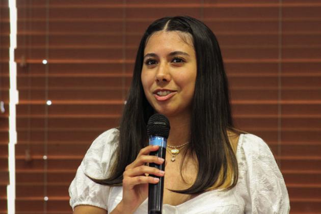 Family, Career and Community Leaders of America (FCCLA) Childress Chapter President Isabella Jurado closes the 2023-2024 Chapter in Review Banquet Thursday, May 9 at the Mashburn Event Center and Arena.