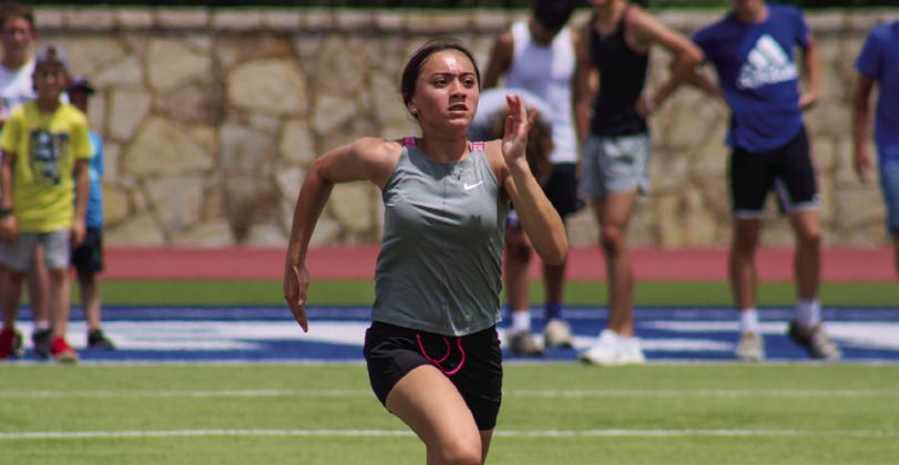 Nearly 40 student athletes turned out for former Childress Coach Phillip Rhode’s track practice Tuesday, May 25. The free program, which will last approximately four weeks, runs from 2-3 p.m. Monday-Thursday at Fair Park Stadium. All athletes of any age are welcome to attend. “Bring plenty of water and a hard work mentality,” Rhodes said. The Red River Sun/Elizabeth Tanner