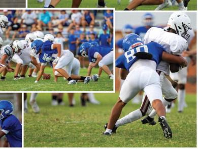 The junior varsity and varsity Childress Bobcats scrimmage the Clarendon Broncos Friday, Aug. 19 in Clarendon. Next, the Childress Bobcats kickoff the official season against the Abernathy Antelopes at 7 p.m. Friday, Aug. 26 in Abernathy. The Red River Sun/Nicole Dill