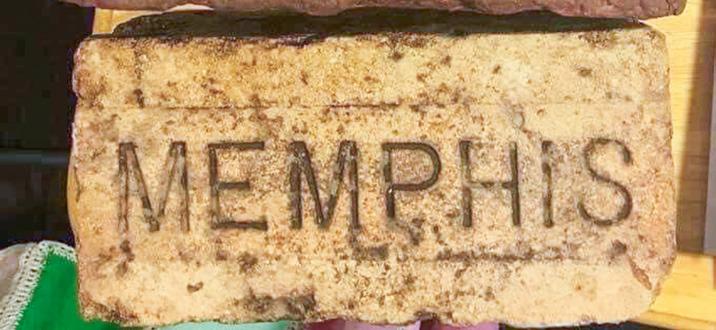 Made circa 1910, there are two types of tan bricks made in and stamped with “Memphis.” Photos Courtesy of the collection of John R. Ballew