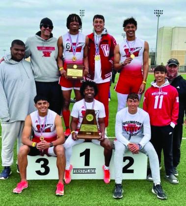 The Wellington Skyrocket 4x400 relay team clinches the regional championship at the UIL 2A Region I Championships Friday, April 18-Saturday, April 19 at West Texas A&amp;amp;M University in Canyon, punching their ticket to state. Courtesy Photo