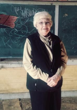 Helen Oldham Parker had the opportunity to visit the still-standing Rolla School a few years ago. Rolla’s school district organized in 1894. Photo Courtesy of Gary Oldham