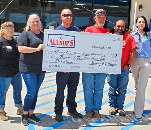 Allsup’s and Yesway also donated $1,250 to the Memphis Fire Department during Grand Opening week celebrations. “Our Grand Opening was a success,” Gracie Torres said. “A big thanks to everyone who came out.”