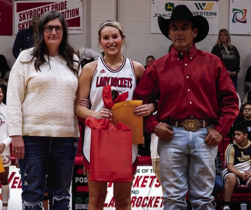 Harlee Gomez is the daughter of Christi and Pat Gomez. She has played varsity basketball for the Lady Rockets for two years. After high school, Harlee plans to attend cosmetology school at Clarendon College.