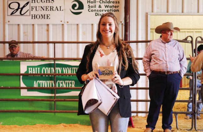 Katelyn Morris receives Grand Champion Commercial Steer at the Hall County Jr. Livestock Show Saturday, Jan. 21.