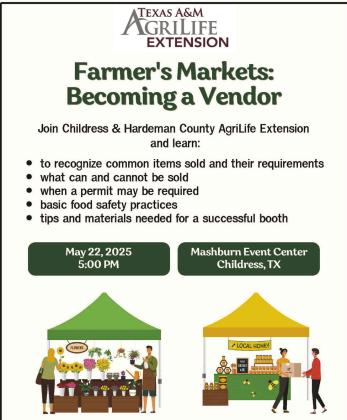 Texas A&amp;M AgriLife to host farmers market crash course in Childress