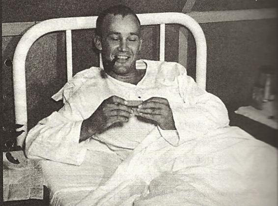 Cherry recovers in the makeshift hospital on Funafuti.