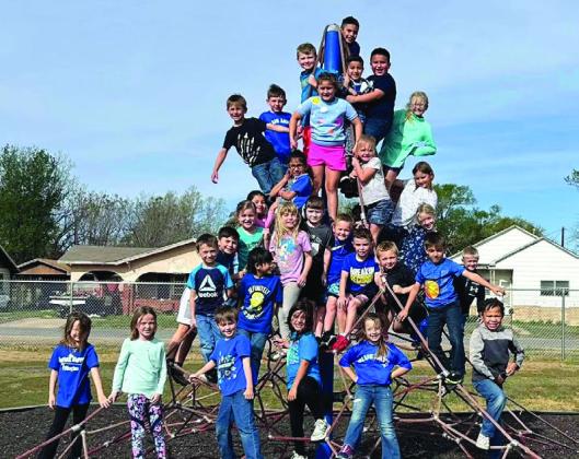 Wellington Elementary School students wear as much blue as possible Friday, April 4 for Go Blue Day, an activity during Blue Ribbon Week, to raise awareness of child abuse prevention week.