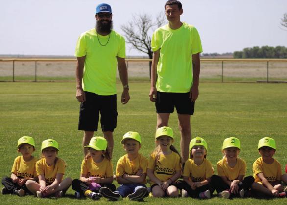 Coached by Jarrod McDaniel and Darrius McDaniel, T-ball Pirate players include Pecos Breedlove, Kellyn Connor, Cooper Huff, Hadlee Huff, Zella McDaniel, Christopher Medina, Gia O’Rear, William Pickard, Juan Solis.