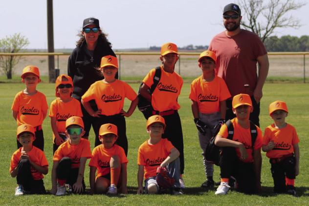 Coached by Marcie Orr and Matt Needham, Coach Pitch Oriole players include Cooper Cox, Harper Cox, Benjamin Hartman, Liam Needham, Leo Nunez, Zackery Nunez, Maxon Orr, Will Patterson, Ezra Peters, Kase Reyes, Alejandro Salinas, Salma Tellez, Tripp White.