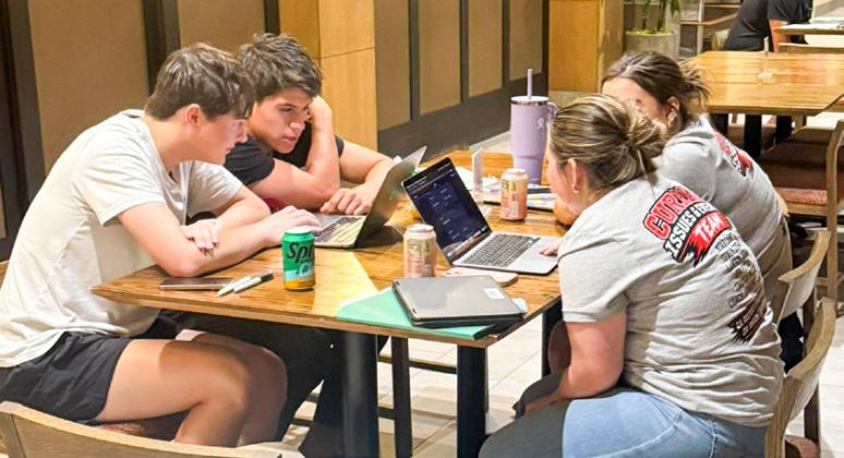 The Wellington High School Current Issues and Events team, including Noah Cantu, Dixon Dugan, Lawson Inman, Ava Peters and Treylea Wiebe, takes on Austin, where they recently competed in the UIL State Academic Meet, earning a fifth-place finish. WELLINGTON HIGH SCHOOL