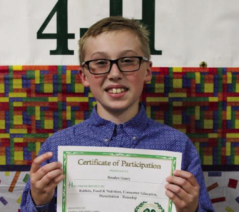 Broden Henry participated in Consumer Education, Food and Nutrition and Rabbits.