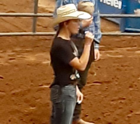 Monson Music Studio student RayLee Elliott, the 15-year-old daughter of Shawn and Shaley Elliott, of Childress, performs the national anthem Saturday, Aug. 16 at the STS Summertide Championship at the Mashburn Event Center and Arena. Courtesy Photos