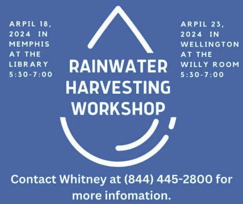 Mesquite Groundwater Conservation District to host Rainwater Harvesting Workshops in Memphis, Wellington