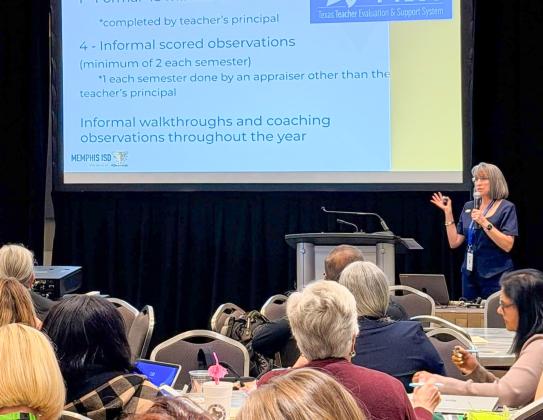 Memphis Independent School District (ISD) Superintendent William Alexander and Director of Curriculum and Instruction Leigh Ann Hawthorne recently presented to educators from across the state at the Teacher Incentive Allotment (TIA) conference in San Antonio. Memphis ISD, the first district in the Texas Panhandle to be approved for incentive pay, awarded 30 designated teacher a total of $649,203 this summer. MEMPHIS ISD