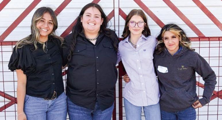 Traveling to Sweetwater Monday, April 6, the Livestock Judging team represented Wellington FFA. From left: Hazel Estrada, Audrey Bowen, Chloe Peters, Jazmyn Garcia. Wellington High School