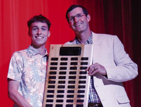 Wellington High School junior Major Brown earns the Boys’ Track Field Event Award, presented by Athletic Director Greg Proffitt.
