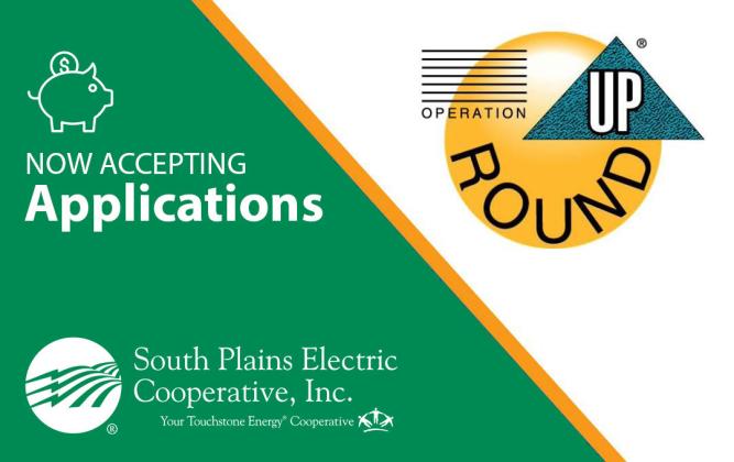 South Plains Electric Coopertiave will accept Operation Round Up Community grant applications through Friday, Sept. 26. Applicants can apply online at SPEC.coop/ operationroundup. The Red River Sun