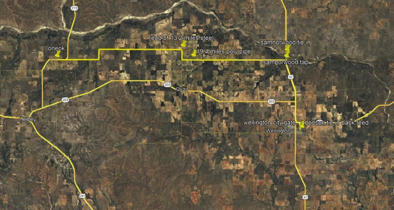 GreenLight Gas completes its new 32-mile pipeline across Collingsworth County. The service ties into an existing Oneok Gas pipeline, 13 miles west of Quail, which runs to Marilla, then west along FM 1981, then south on Hwy 83 to Wellington. The pipeline will serve not only Quail and the Quail irrigation system but the communities of Samnorwood, Wellington and Dodson, as well as right-of-way customers and irrigation wells. Images and Photos Courtesy of GreenLight Gas
