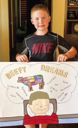 Childress County 4-Her Kolt Whitaker wins third place with his “Beefy Dreams” poster.