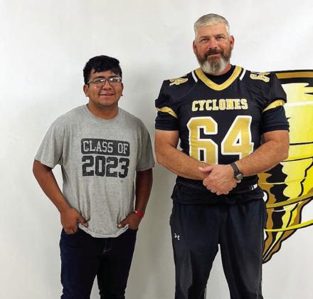 Senior Kaden Deathrage swaps with Ed Bailey. Senior David Espinoza swaps with Pat Yarbrough.