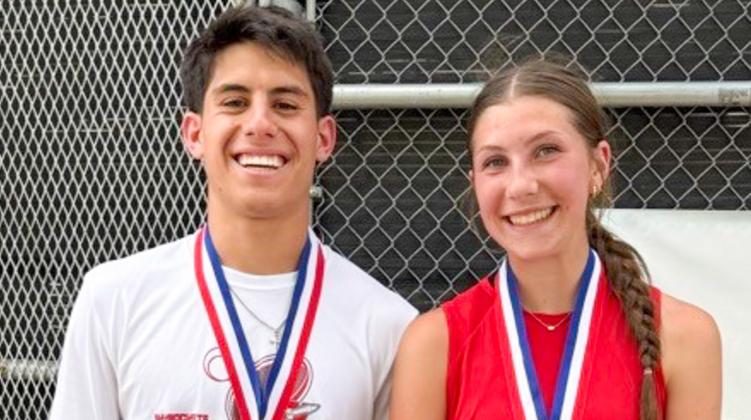Skyrocket senior Noah Cantu and Lady Rocket freshman Anna Dwyer capture the mixed doubles championship to advance to region competition.