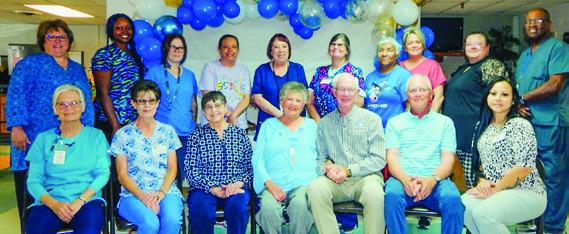 Wellington Care Center (WCC) staff and former co-workers congratulate Fraya Hammons on 60 years as a Registered Nurse (RN) in June. The Red River Sun/Bev Odom