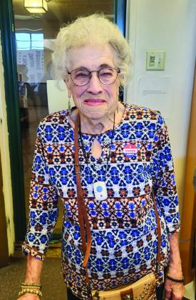 Nationwide, American citizens hit the polls, casting ballos in the 2024 General Election in November, including 100-yearold June Harrison, of Childress. Courtesy Photo