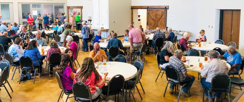 Citizens of Wellington converged on the shared space of the Senior Community Café and Wellington Senior Citizens Center for the Collingsworth County Home Delivered Meals (HDM) chicken fried steak fundraiser luncheon from 11:30 a.m.-1 p.m. Sunday, Aug. 24. The Red River Sun/Bev Odom